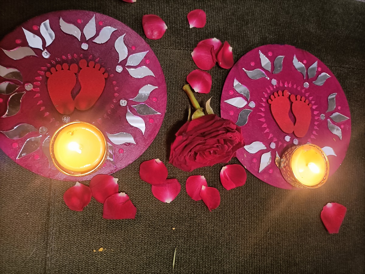 Festive Lakshmi Charan Paduka Candle Holder Set (Pair) - C3